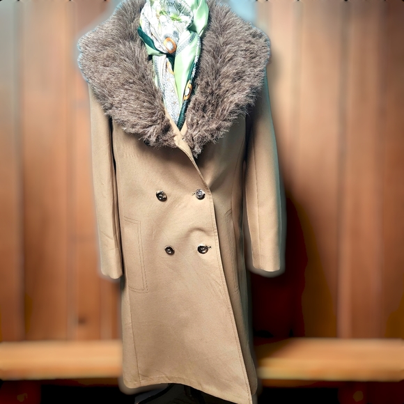 Vintage London Fog Fur Coat sz 12 Peacoat with Plaid Wool Lining c.1970s - Picture 13 of 13